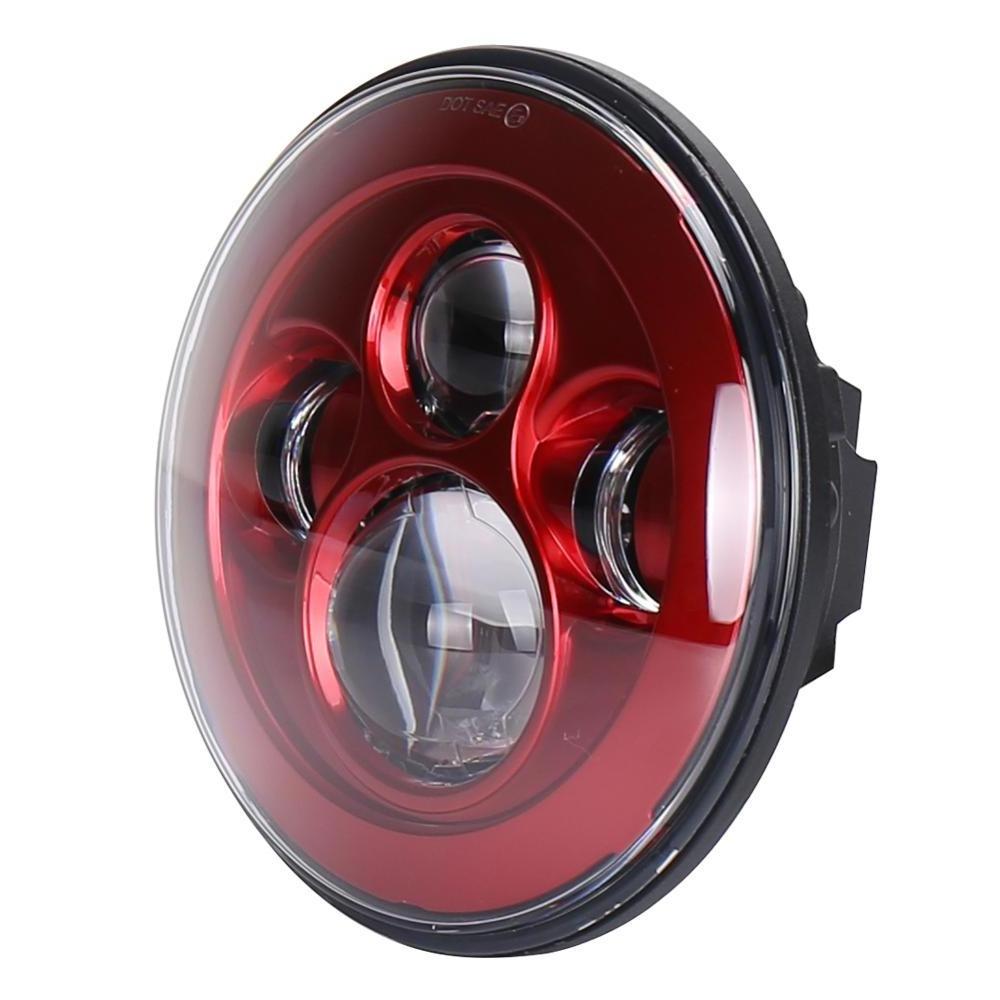 OVOVS Auto Lighting Systems 12V 7 inch Red LED Headlights for Jeep Wrangler JK JL Lada Niva 4x4 Urban