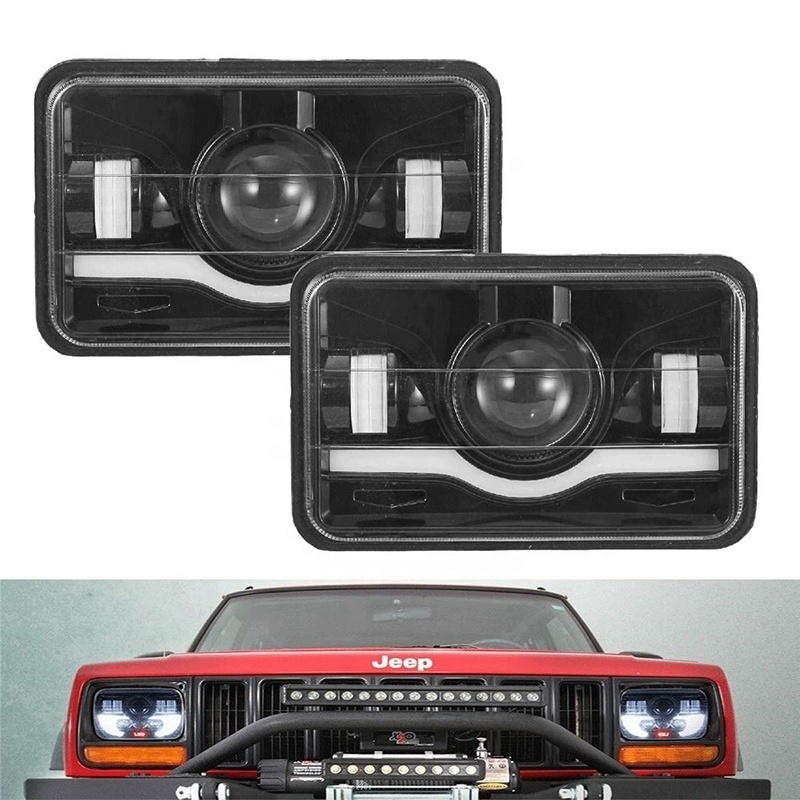 Car Led Headlight Hi/lo Beam Halo Ring Drl Headlamp For Jeeps Truck Offroad Chevrolet Motorcycle 4x6 Inch Led Headlights 12v 24v