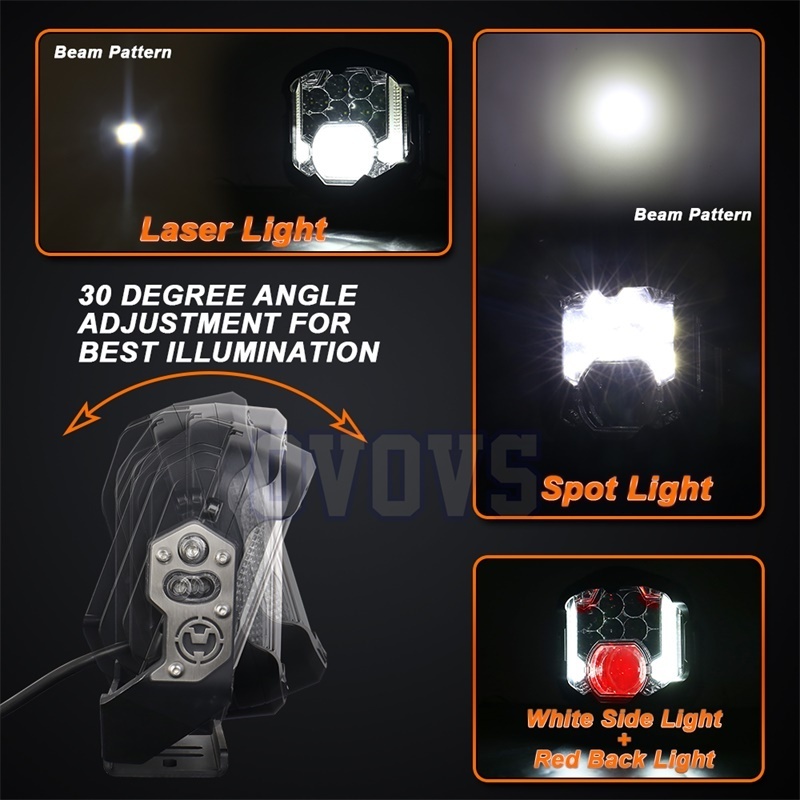 OVOVS New 7 Inch 95w Side Shooter 8500lm With Laser Led Driving Light