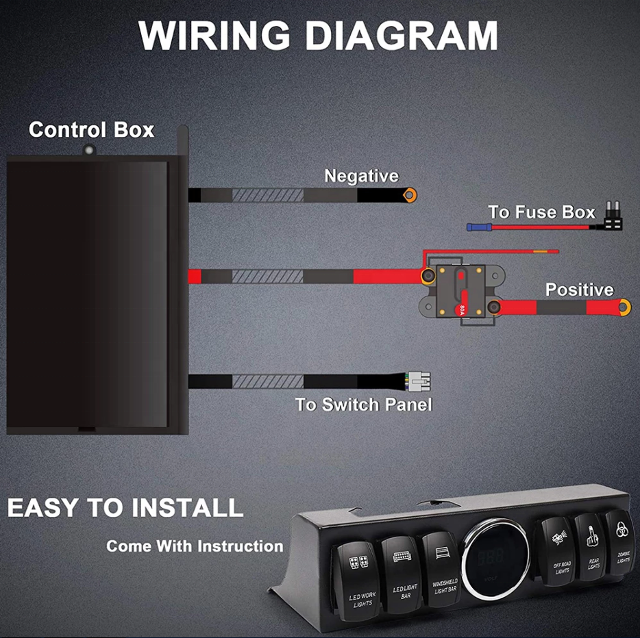 OVOVS Overhead Source Control System Box Wiring Harness Kits  6 Toggle Switch Panel Pod for Jeep Wrangler JK