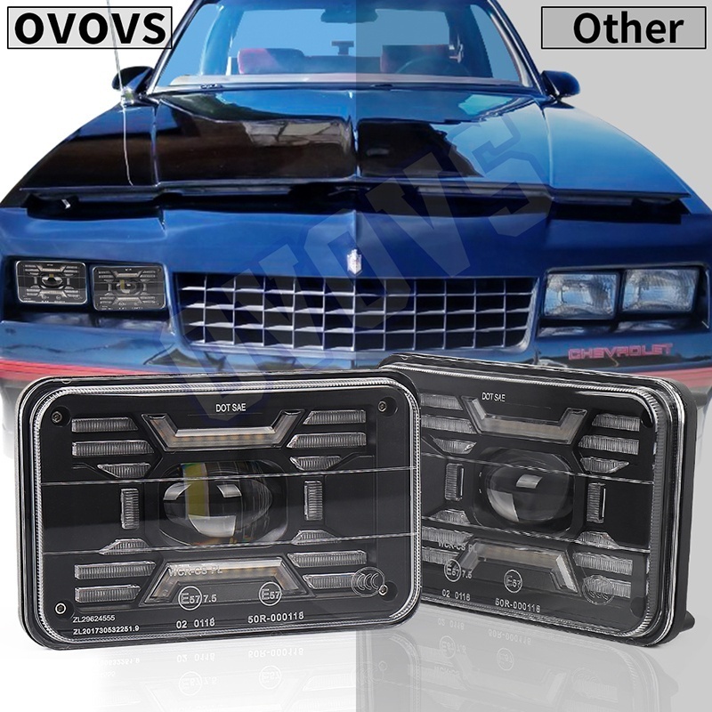 OVOVS DOT SAE H4651 H4652 H4656 H6545 Brightest DRL Hi/Lo Beam Headlamps Projector Rectangular Truck Square 4x6 Led Headlight