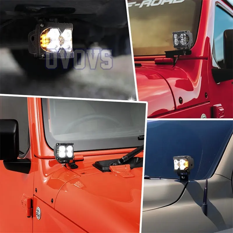 OVOVS Waterproof Amber Side Shooters Light 40W Led Strobe Work Light For Jeep Truck Atv Boat 4x4