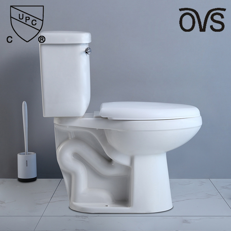 Ovs Cupc North America Ceramic P Trap Floor Mounted Two Piece Wc Toilet Flush Valve Toilet Bowl