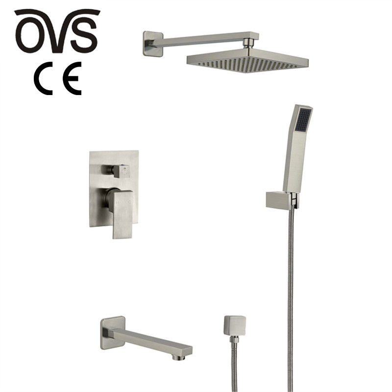 OVS Faucet Manufacturer Luxury Gold Brass Rainfall Shower Set with 3 Outlets Shower Mixer Faucet Bathroom