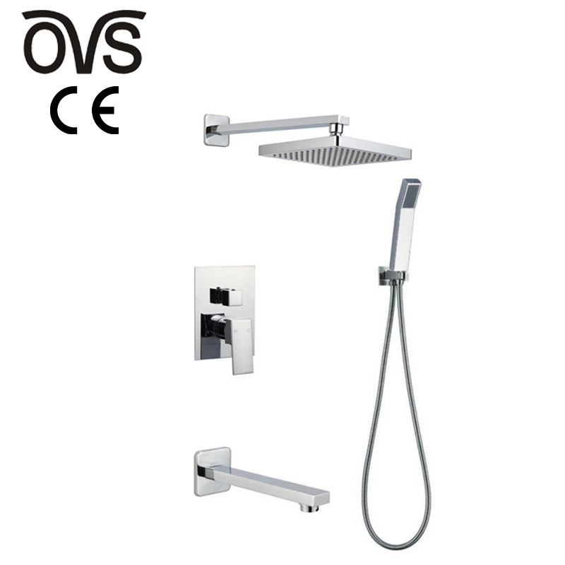 OVS Faucet Manufacturer Luxury Gold Brass Rainfall Shower Set with 3 Outlets Shower Mixer Faucet Bathroom