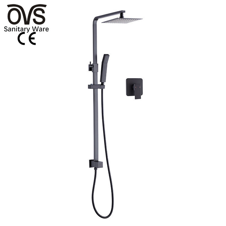 OVS modern shower set wall mounted stainless steel tap Bathroom taps brass kits rain rainfall showerset mixer faucet set