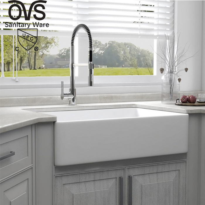 OVS Cupc North America Unique Under Mount Large Porcelain 33 Inch Farmhouse Sink For Home Kitchen Sinks