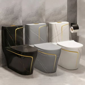 Ovs Inodoro Negro Luxury One Piece Bathroom Ceramic Wc Water Closet Porcelain Gold Black Colored Toilets Bowl