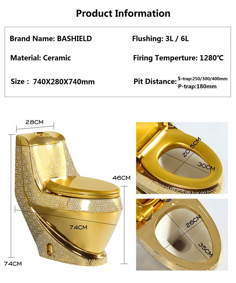 OVS Hot Sale Luxury Sanitary Wares Color Peeing Piss Wc Toilet Golden Ceramic Water Closet One Piece Bathroom Gold Toilet