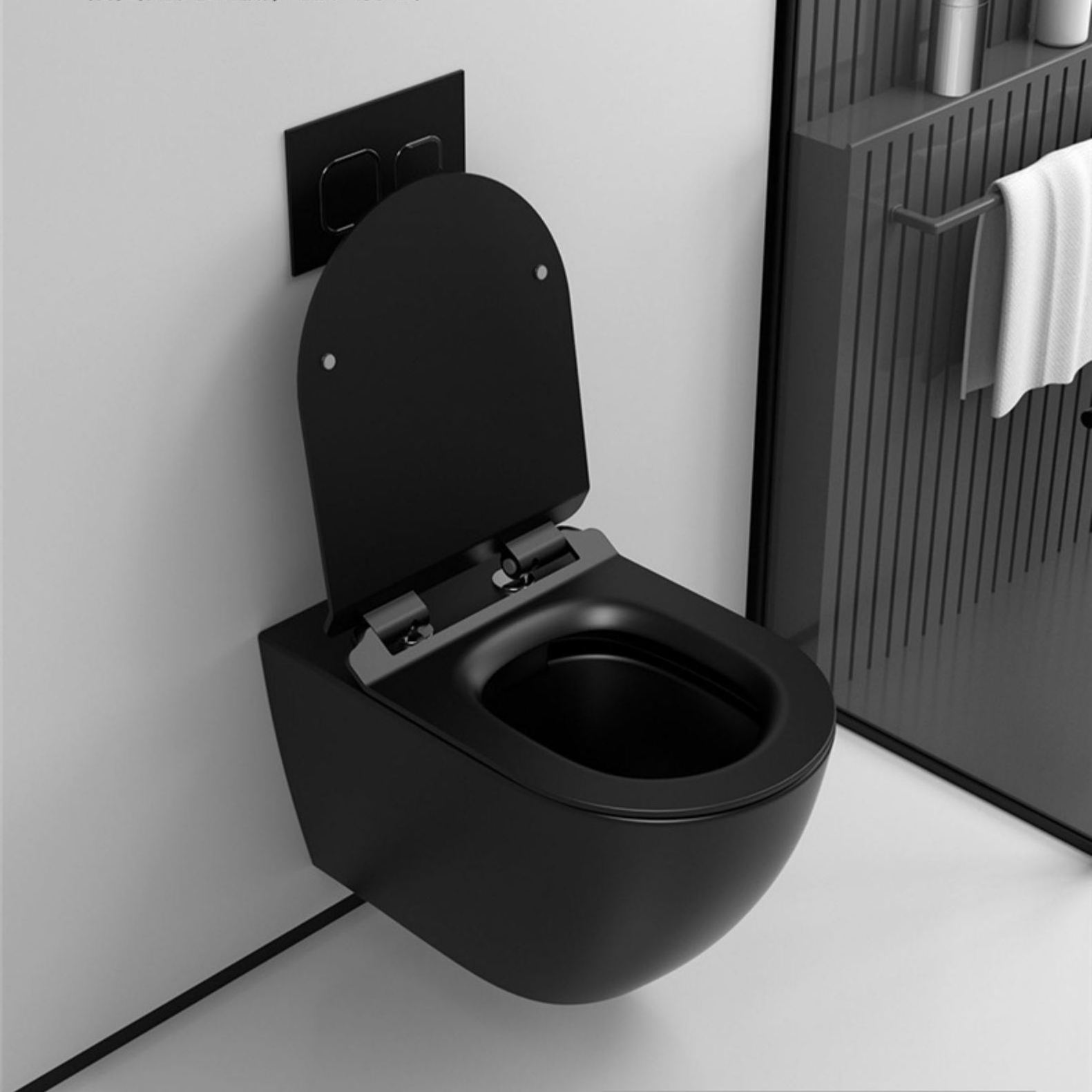 Wall hanging european rimless p trap modern color ceramic sanitary ware wc wall mounted drain matt black wall hung toilet