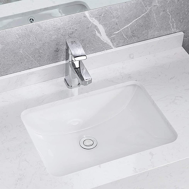 Luxury Design Rectangular White Porcelain Laundry Undermount Bathroom Sinks Ceram Lavatory Under Counter Ceramic Hand Wash Basin