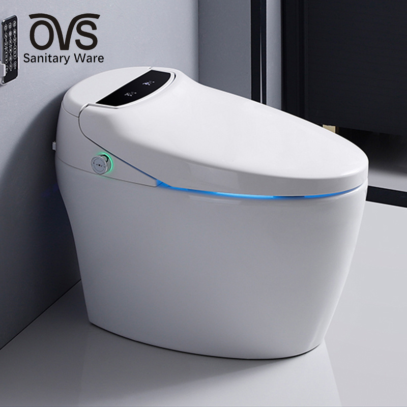 OVS Eco-Friendly Modern Intelligent One Piece Ceramic Wc Bidet Smart Toilet P-Trap Automatic Self Cleaning Public Toilet