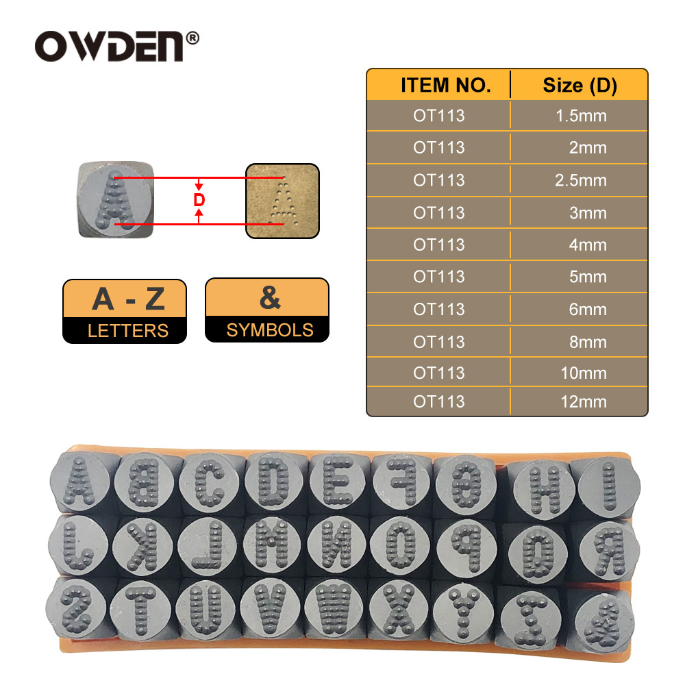 OWDEN  Design  27pcs Dot Font Industrial Grade Steel Metal Letter Punch Set Stamp Punch Set