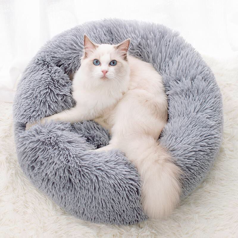 Dropshipping Pet kennelplush cat kennel round kennel warm winter pet pad non-stick fur sleeping den supplier dog bed