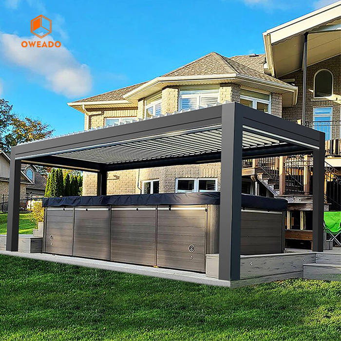 Hot Tub Pergolas Outdoor Garden Pergola Gazebo With Privacy Roller Blinds