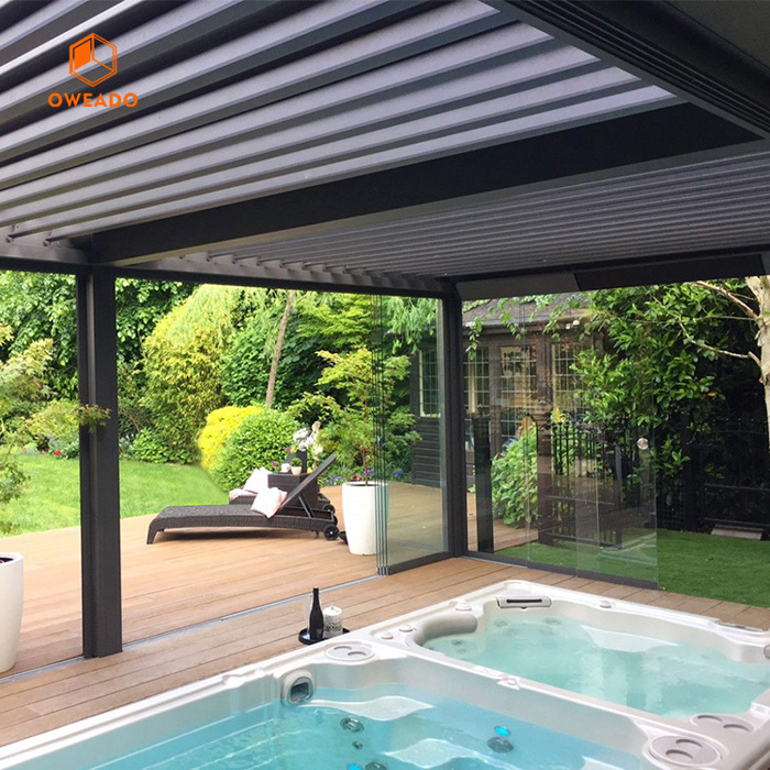 Hot Tub Pergolas Outdoor Garden Pergola Gazebo With Privacy Roller Blinds