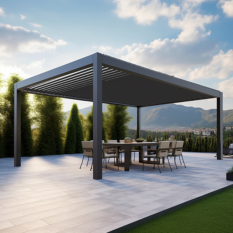 Pergola Aluminium Outdoor  Waterproof Louver Roof System Kits Outdoor Gazebo Garden Bioclimatic Custom Metal