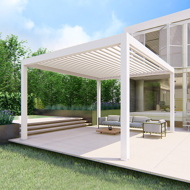 Pergola Aluminium Outdoor  Waterproof Louver Roof System Kits Outdoor Gazebo Garden Bioclimatic Custom Metal