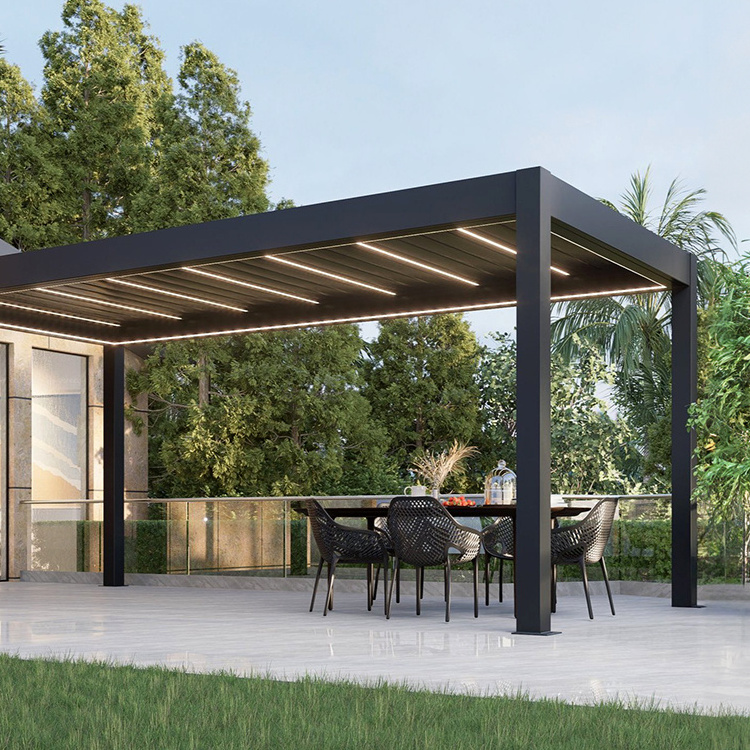 Pergola Aluminium Outdoor  Waterproof Louver Roof System Kits Outdoor Gazebo Garden Bioclimatic Custom Metal