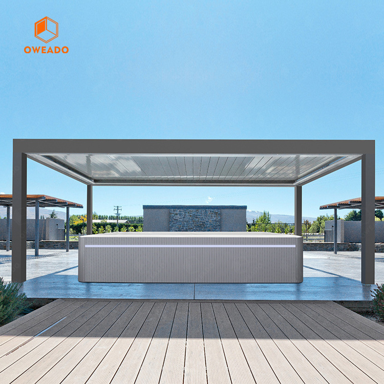 New Opening Louver Roof Motorized Sunshade 12x12 Garden Aluminium Gazebo Pergola Outdoor With Roof Cover