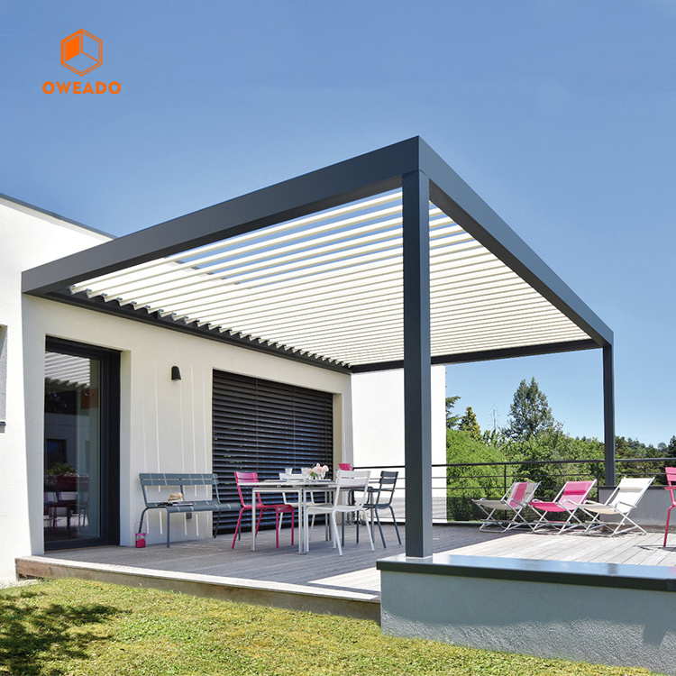 New Opening Louver Roof Motorized Sunshade 12x12 Garden Aluminium Gazebo Pergola Outdoor With Roof Cover