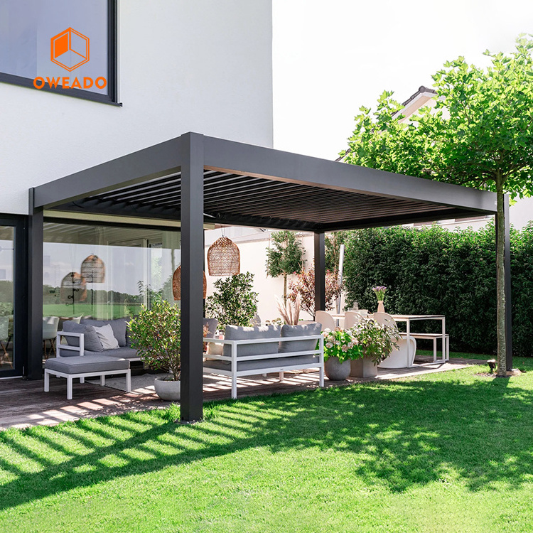 Oweado AS2047 standard TOMA pergola wall mounted 4x5m pergolux waterproof pergola garden gazebo motor for pergolas