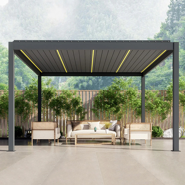 Metal Shade Covers Electric Waterproof Garden Aluminium Gazebo Motorized Pergola Roof System