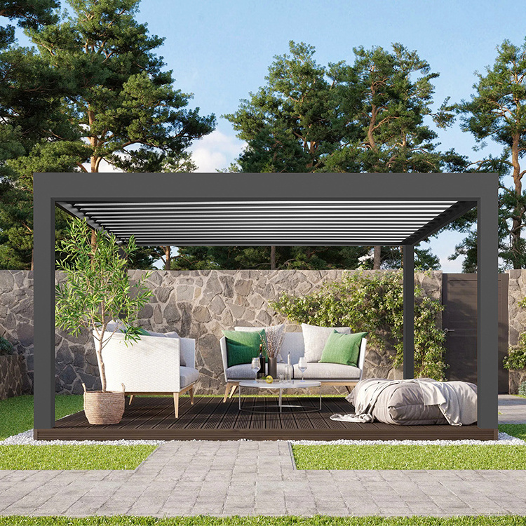 Oweado New 100% Waterproof Pergola Leisure Garden Motorized Louvered Roof Aluminium Gazebo Outdoor aluminum pergola parts