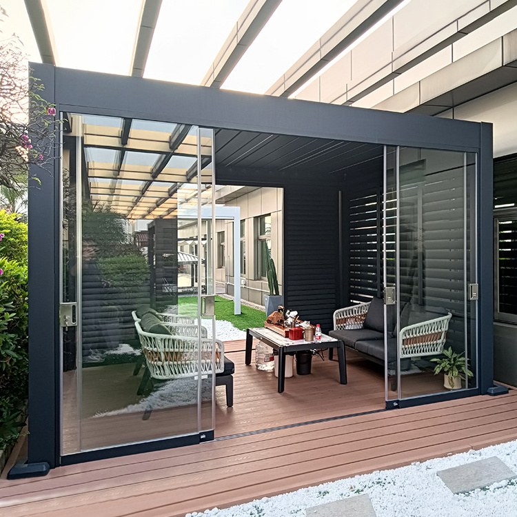 Sliding Tempered Glass Door Pergola Accessories Stable Aluminium Alloy