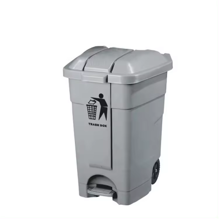 High quality 70L Large Home Use Plastic Trash Can Outdoor Push Lid Rubbish Bin Garbage Container