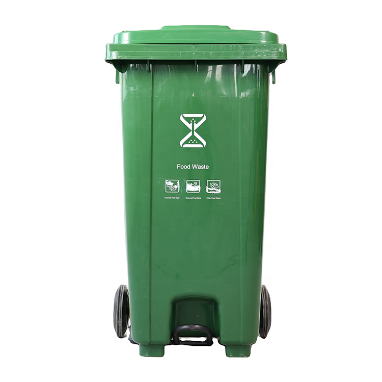 240L Plastic Dustbin Wheelie Trash Can Street School Park Community Recycle Garbage Container Outdoor with Foot Pedal