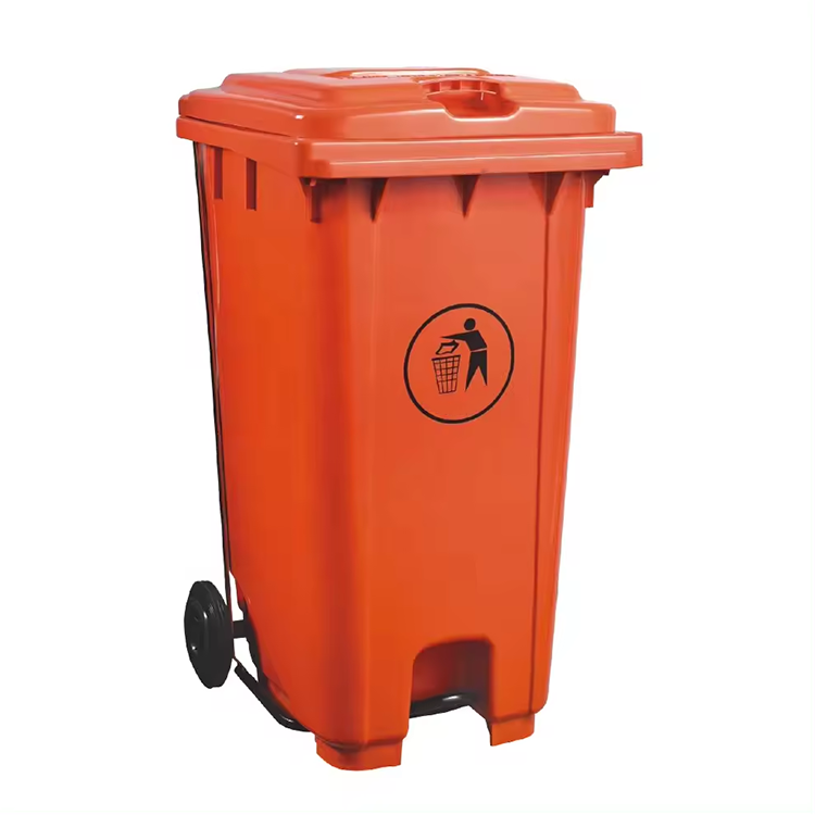 240L Plastic Dustbin Wheelie Trash Can Street School Park Community Recycle Garbage Container Outdoor with Foot Pedal