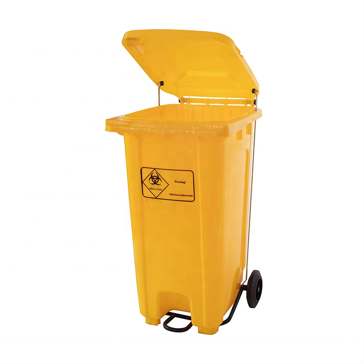 240L Plastic Dustbin Wheelie Trash Can Street School Park Community Recycle Garbage Container Outdoor with Foot Pedal