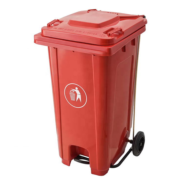 240L Plastic Dustbin Wheelie Trash Can Street School Park Community Recycle Garbage Container Outdoor with Foot Pedal