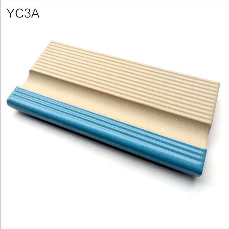 antislip swimming pool bullnose tile blue Finger grip tile edging