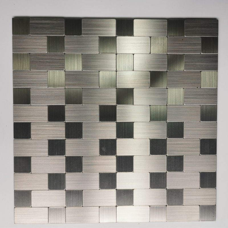 Aluminium Metal & PVC self-adhesive mosaic tiles designs Stick on Kitchen Backsplash