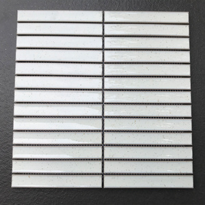 Hot sale 20x145mm glazed glossy porcelain white long strip finger mosaic tile