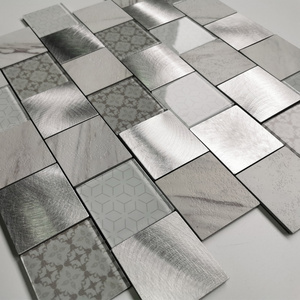 Aluminium Metal & PVC self-adhesive mosaic tiles designs Stick on Kitchen Backsplash