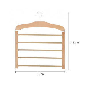 Multifunctional Non-slip Wooden Hanger Flocked Hangers 5 Layers Pants Hangers Space Saving For Closet Organizer