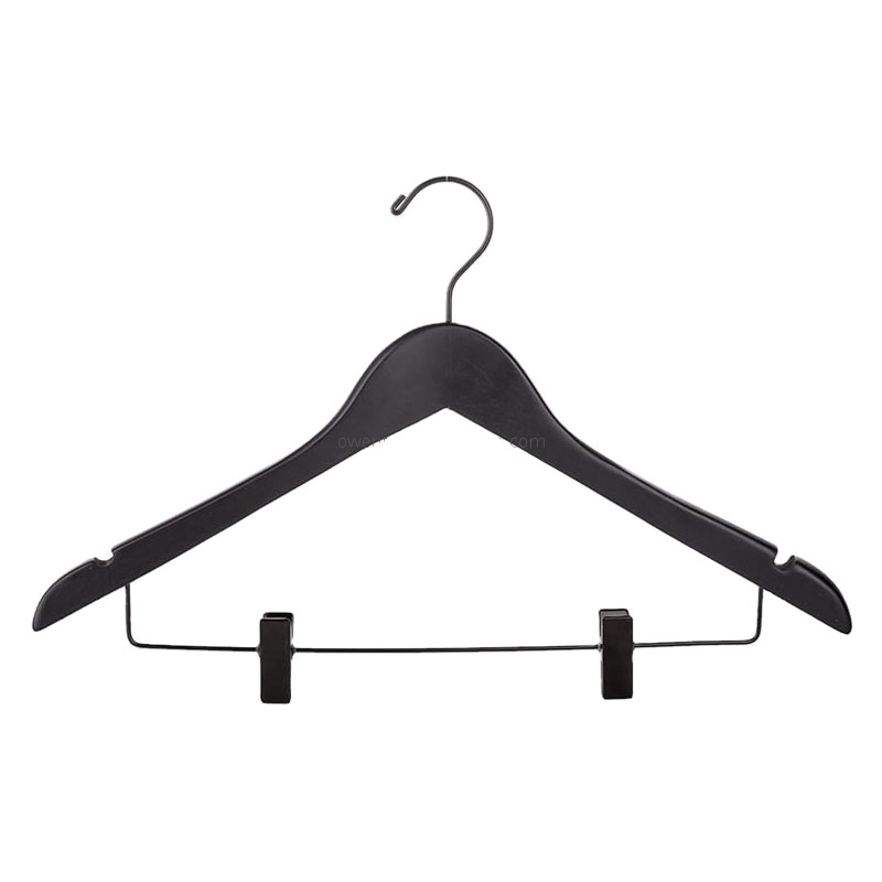 Quality Wooden Skirt Hangers Smooth Solid Wood Pants Hangers with Clips 360 Swivel Hook Shoulder Notches for Dress Coat Jacket