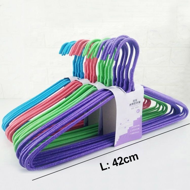 10 Pack Dry Wet Use Large Size Colorful PVC Dipping Cloth Metal Hanger Coat Hanger