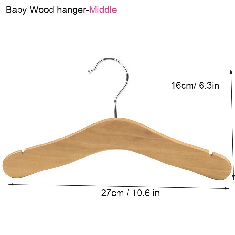 Wholesale Natural Solid Wood Coat Pet clothes Doll Dress Hanger for kid Children and Dolls