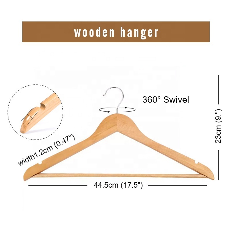 Wooden Coat and Clothes Hangers 20 Pack Durable & Slim Wood Hangers with Shoulder Grooves