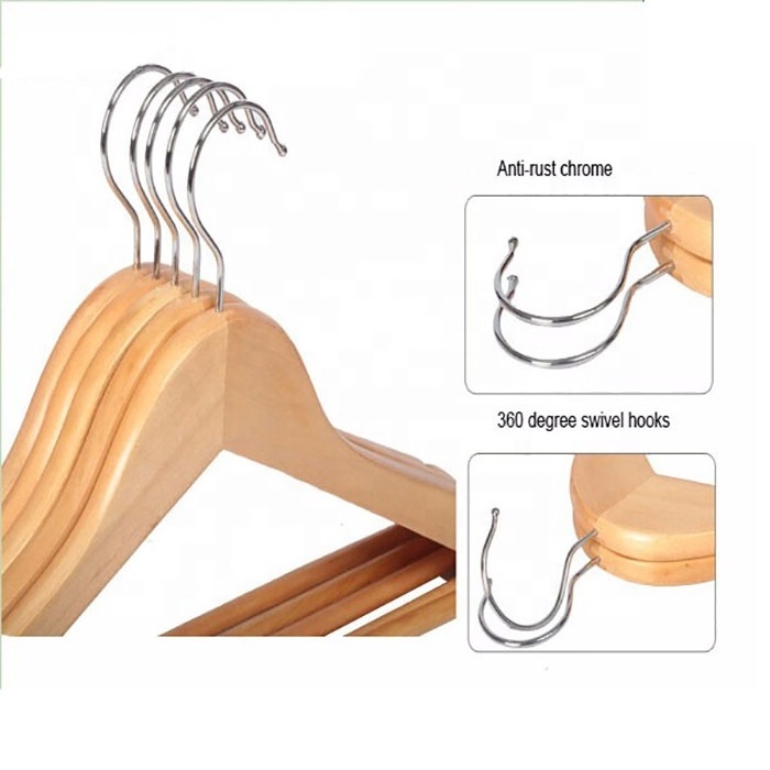 Wooden Coat and Clothes Hangers 20 Pack Durable & Slim Wood Hangers with Shoulder Grooves