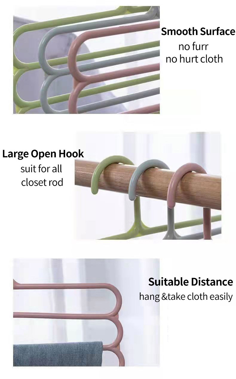 Space Saving 5 Layers Pants Hangers for Closet Organizer Plastic Hangers Closet Storage Organizer for Trouser Coat Scarf