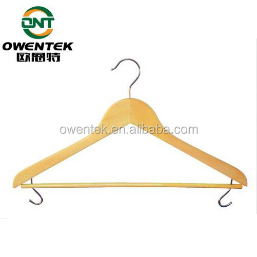 Natural Wooden Short Hook Clothes Hanger With Single Rod NonSlip