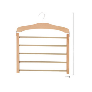 Multifunctional Organization Storage 5 Pack Pants Wooden Hangers Space Saving Closet Non Slip wood Hanger