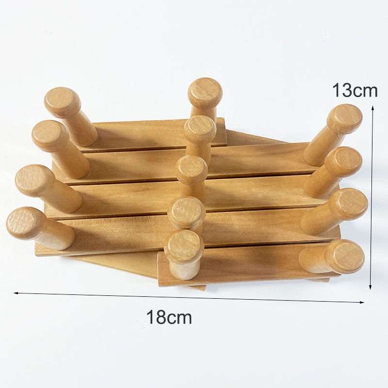 Natural Wood Wall Mounted Coat Hat Expanding Fold Door Multifunction Wooden Hanger Hook