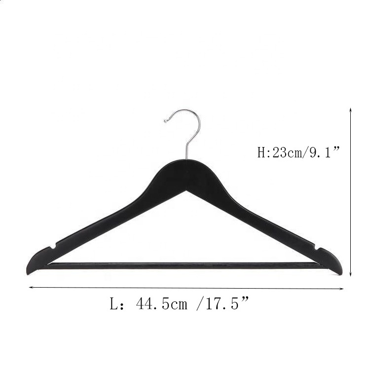 Owentek Manufacturer Custom logo Wooden Coat Hanger Wholesale Supermarket Wood Clothes Black Color Hangers for Clothing Shop