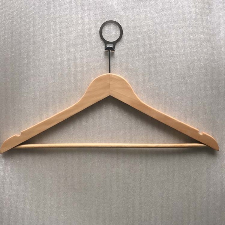 Wholesale Factory Price Wooden hangers with metal anti theft hotel hangers